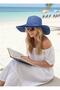 Navy Blue Wide Straw Hat - 14232 - 3