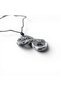 Traditional Theater Mask Chrome Plated Necklace - Adjustable Black Oil Cotton Necklace - 3