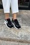 Lego detailed 100% genuine leather women's sports shoes black - 4