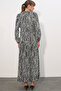Women's Patterned Long Hijab Dress 2585 - P. White - 6