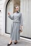Linen Look Suit with Side Tie Skirt - Light Gray