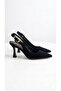 Women's Black Suwetrengimat Pointed Toe Classic Goblet Heeled Shoes Open Back ⁠