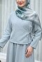 Linen Look Suit with Side Tie Skirt - Light Gray - 4