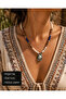 Seliora Ethnic Natural Stone and Blue Bead Detailed Handmade Look Necklace