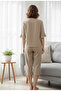 Women's Bamboo Linen Pajama Set with Tie Front Detail, Flared Sleeves and Cuffs - 4