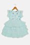 Kids Girl Ruffle Sleeve Sequins Dress, Blue - 2