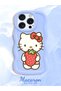 iPhone 15 Pro Compatible Case with Camera Protector Blue Silicone Couple Phone Case Kitty Pattern - 2