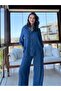 Navy Blue Denim Tencel Shirt and Pants Set - 6