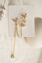 Butterfly Figured Gold Color Chain Dangle Earrings with Cartilage Detail - 4