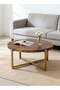 Migue home Modern Round Coffee Table for Living Room, Easy Assembly, 33.5cm H x 82cm W, Walnut and Gold Color - 7