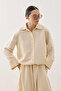 Multi-Button Striped Textured Shirt Ecru - 6