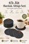 Set of 6 Handmade Cotton Coasters Anthracite Bohemian Coffee Corner Decor