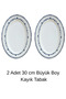 Victoria 2-Piece 30 cm Premium Porcelain Large Size Kayık Presentation Serving Set Blue Gray Modern Patterned - 4