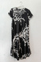 Black-And-White V-Neck Short-Sleeved Patterned Casual Viscose Woven Dress 113 64 - 2