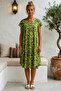 Pistachio Green V-Neck Short Sleeve Patterned Casual Viscose Woven Dress 113 64 - 4