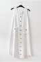 White Pool Collar Sleeveless Buttoned Pocketed Tacky Stitched Casual Muslin Long Woven Dress 120 55 - 2