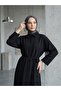 Faux Cuff Bell Dress-Black - 2