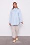 Blue Sleeve Pleated Detail Shirt - 2