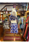 Blue Color Gold Detailed Silk Shorts Crop Set - 8