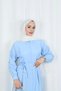 Hidden Snap Button Belted Terry Cotton Dress Hnt0316 Baby Blue - 2