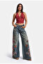 Women's Tint 4W6-8 Palazzo Fit Special Floral Embroidery Design Denim Jean - 2