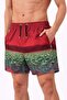 Men's Swim Shorts with Zipper Pockets and Mesh Lining, Quick Dry Premium - Red