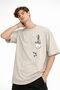 Panda - Printed Oversize T-Shirt Beige - 4