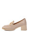 Beige Genuine Leather Women's Classic Heeled Shoes 757 Z - 4