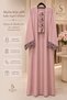 Luxury Pink Abaya for Women with Embroidered Rose Applique and Matching Chilla - Street Style - 3