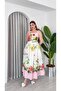 Women's Thick Strap Belted Floral Maxi Long Linen Dress - 3