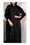 عباءة سوداء مع سترة مخملية طويلة - 3