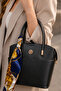 Black Women's Shoulder and Hand Bag with Stylish Scarf Detail and Adjustable Strap for Daily Use - 4