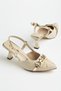 Zri̇n-250 Gold Daily Open Back Buckle 6 cm Heeled Shoes - 6