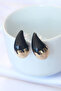 Minimal Black Enamel Double Color Drop Earrings