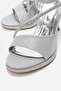 Women's Stoned Single-Heel Painted Platform Heeled Sandals Silver Glitter - 5