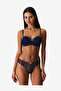 Women Lotus Broidery Navy Strapless Wired Bra