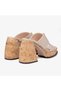 Women's Beige Cork Look Platform Wedge Heeled Cross-Strap Slippers Clogs - 3