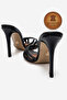 Genuine Leather Women's Open Toe Design Thin Heeled Slippers Black Skin Proton - 3