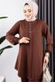 Front-Patched Crepe Suit Brown - 4
