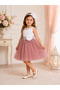 Girl's Beaded Collar Sparkling Sequin Belted Detachable Bow Heart Back Detail Lined Evening Dress 1-5 Years Special Occasion, Birthday - 5
