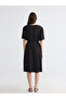 Lcw Grace Black V-Neck Belted Waist Dress - 4
