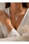 Silver Zircon Stone Flower Necklace and Stone Bracelet Jewelry Set |   Elegant Women's Jewelry Set