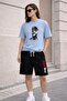 Unisex Oversize T-Shirt Shorts Set Black Summer Comfortable Fit Daily Street Style 2-Piece Set Cool Boy Printed - 2