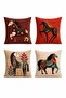 Abstract Themed Horses Patterned 4-Piece Throw Pillow Cover Set - 3