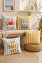 Set of 4 Throw Pillow Covers with Crab and Sardine Pattern - 2