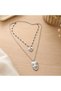 Virello Guy Fawkes Mask Layered Heart Detailed 316L Stainless Steel Necklace - 3