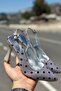 Milano Women's Silver Polka Dot Pointed Toe Slingback Stylish High Heels - 5