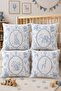Drawing Blue Forest Friends Patterned 4-Piece Children's and Baby Pillow Cover Set