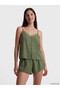 Alita City with a Difference from Lcw Dream Green Satin Flat Strap Women's Shorts Pajama Set - 2