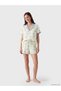 Vizyon New Season Shirt Collar Printed Women's Shorts Pajama Set